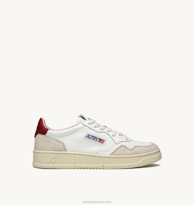 mulheres_tenis_baixo_medalhista_em_camurca_e_couro_branco_e_vermelho_autry_86xf173.jpg mulheres tênis baixo medalhista em camurça e couro branco e vermelho Autry 86XF173 - Image 1