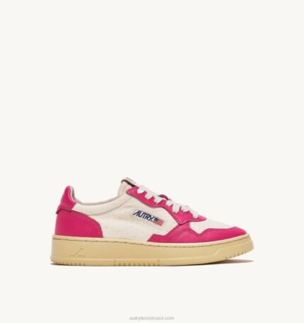mulheres tênis baixo medalhista em couro e lona branco e tom bolha Autry 86XF246