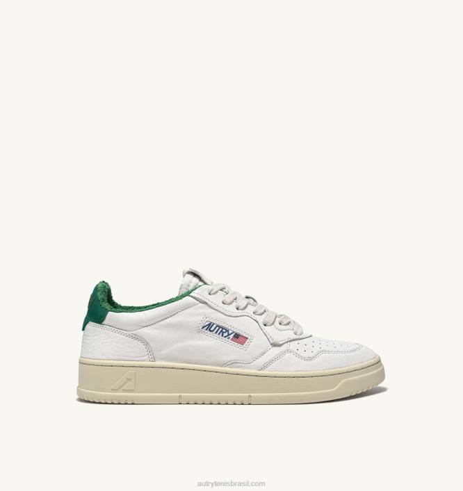mulheres_tenis_baixos_medalhistas_em_pele_de_cabra_macia_e_terry_branco_e_verde_autry_86xf222.jpg mulheres tênis baixos medalhistas em pele de cabra macia e terry branco e verde Autry 86XF222 - Image 1