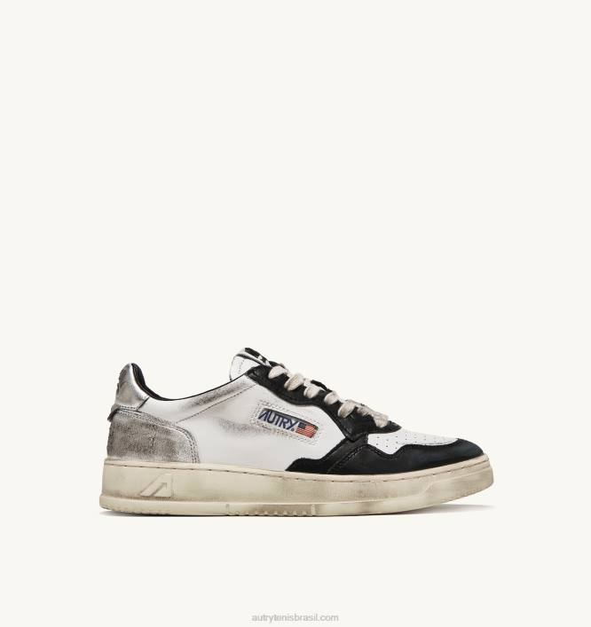 mulheres_tenis_cano_baixo_super_vintage_em_couro_branco_preto_e_prata_autry_86xf201.jpg mulheres tênis cano baixo super vintage em couro branco preto e prata Autry 86XF201 - Image 1