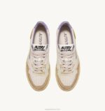 mulheres tênis cano baixo super vintage em couro efeito amarelado branco e lavanda Autry 86XF267 - Image 5