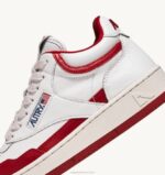 mulheres tênis mid aberto em couro branco e vermelho Autry 86XF263 - Image 6