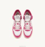 mulheres tênis mid bicolor medalhista em couro branco e fuxia Autry 86XF188 - Image 5