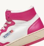 mulheres tênis mid bicolor medalhista em couro branco e fuxia Autry 86XF188 - Image 6