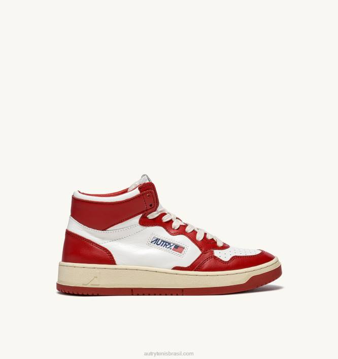 mulheres_tenis_mid_bicolor_medalhista_em_couro_branco_e_vermelho_autry_86xf189.jpg mulheres tênis mid bicolor medalhista em couro branco e vermelho Autry 86XF189 - Image 1