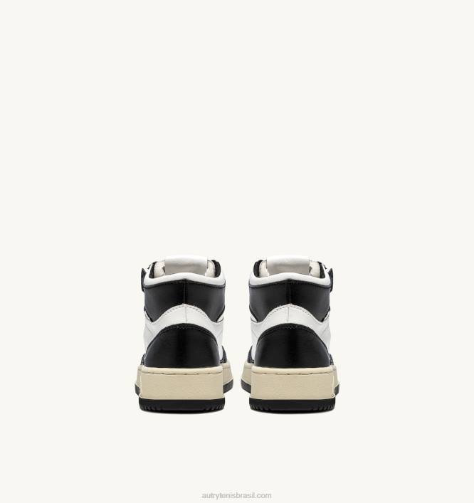 mulheres tênis mid medalist bicolor em couro branco e preto Autry 86XF187 - Image 3