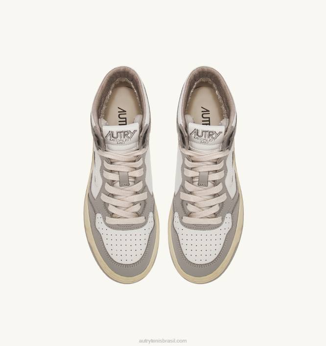 mulheres tênis mid medalist bicolor em couro branco e tom vapor Autry 86XF236 - Image 5