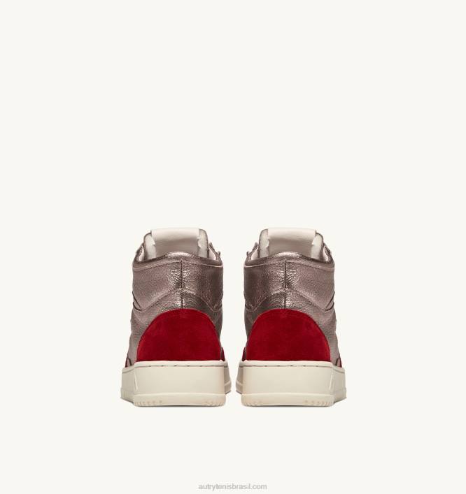 mulheres tênis mid medalist em couro marrom cobre e vermelho e camurça Autry 86XF234 - Image 3