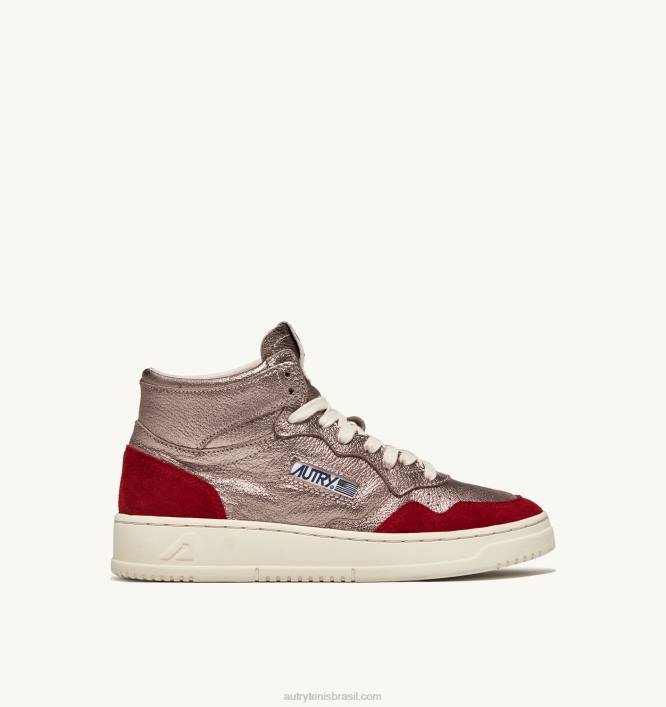 mulheres_tenis_mid_medalist_em_couro_marrom_cobre_e_vermelho_e_camurca_autry_86xf234.jpg mulheres tênis mid medalist em couro marrom cobre e vermelho e camurça Autry 86XF234 - Image 1