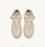 mulheres tênis mid medalist em denim branco marfim Autry 86XF226 - Image 5