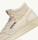mulheres tênis mid medalist em denim branco marfim Autry 86XF226 - Image 6