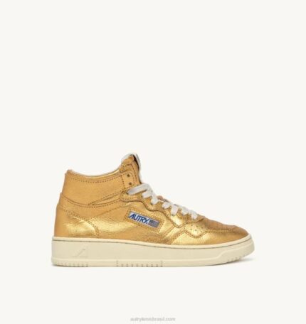 mulheres tênis mid medalist em pele de cabra laminada bronze Autry 86XF209