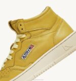 mulheres tênis mid medalist em pele de cabra macia amarelo íris Autry 86XF229 - Image 6