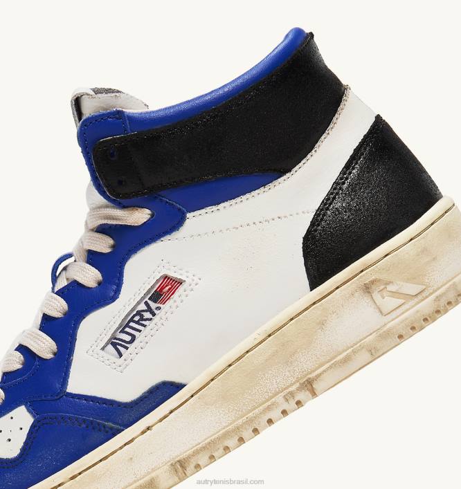 mulheres tênis mid super vintage em couro branco azul e preto Autry 86XF203 - Image 6