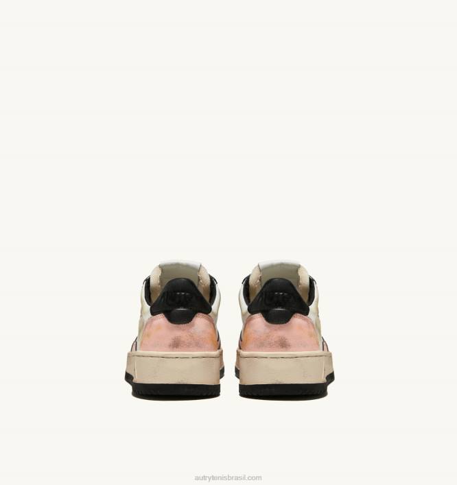 mulheres tênis mid super vintage em couro branco e rosa Autry 86XF266 - Image 3