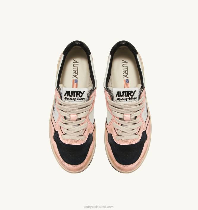 mulheres tênis mid super vintage em couro branco e rosa Autry 86XF266 - Image 5