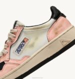mulheres tênis mid super vintage em couro branco e rosa Autry 86XF266 - Image 6