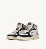 mulheres tênis mid super vintage em couro branco preto e prata Autry 86XF204 - Image 2