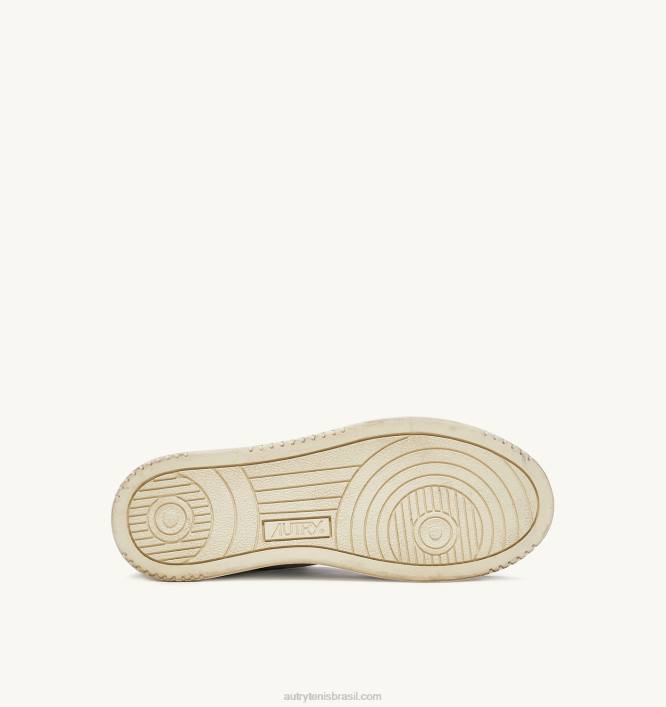 mulheres tênis mid super vintage em couro branco preto e prata Autry 86XF204 - Image 4