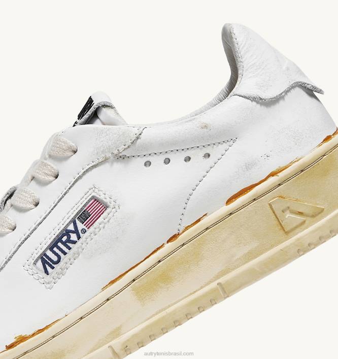 mulheres tênis vintage baixo dallas com acabamento colado em couro branco Autry 86XF261 - Image 6